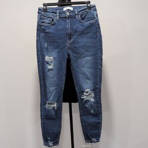 Flying Monkey Distressed Ankle Jeans in Blue